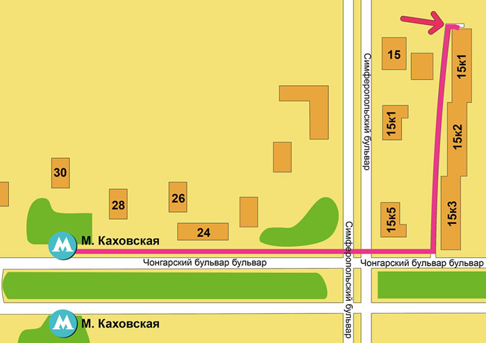 Как дойти до пункта самовывоза от метро Каховская